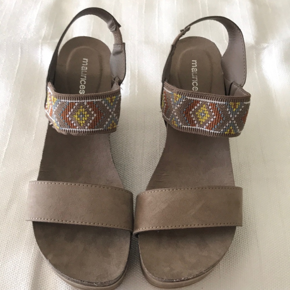 Maurices Emma molded wedge with embroidered strap